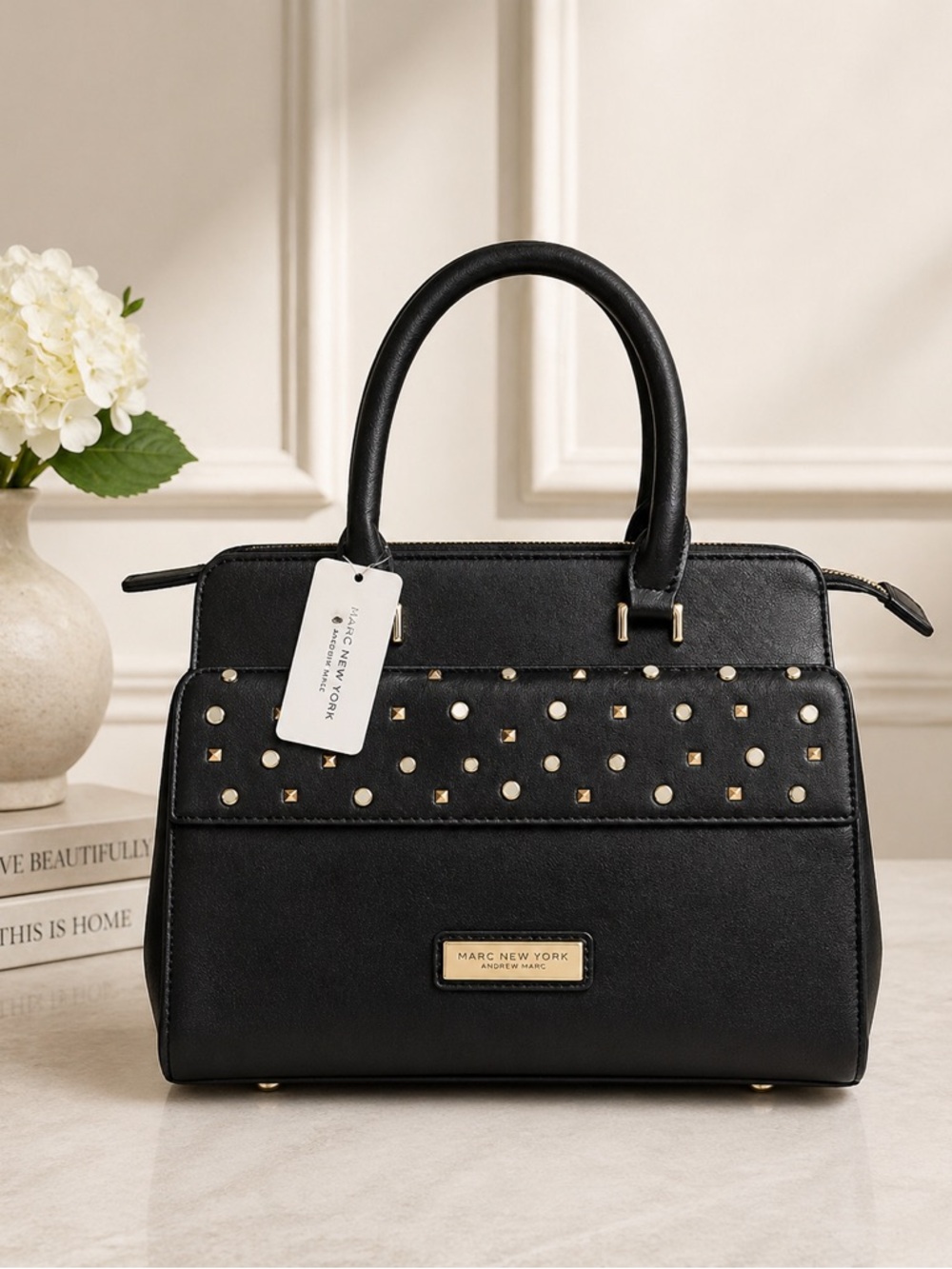 Marc New York Black Studded Satchel